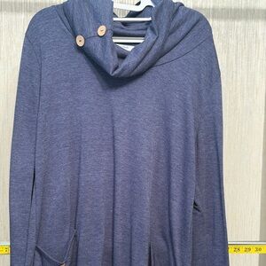 Elegant Heather Blue Cowl Neck Sweater